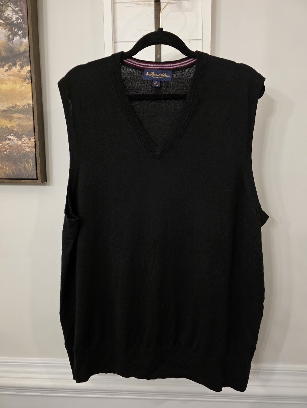 Brooks Brothers Black Washable Merino Wool Vest Size XL